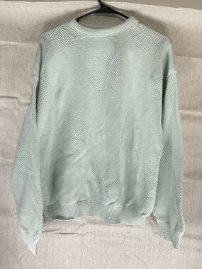Seth Roberts Knit Sweater Vintage Diamond Pattern Mint Green L